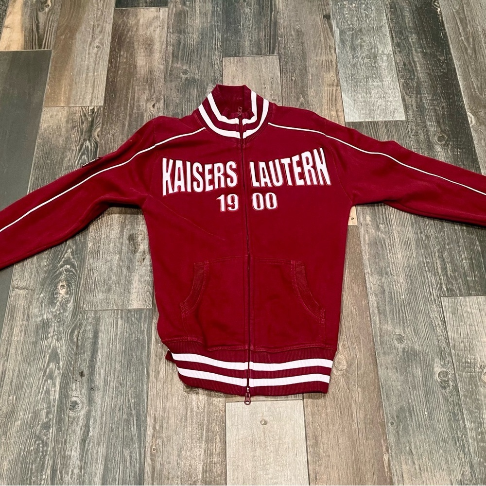 1. FC Kaiserslautern Football Jacket Soccer Track Top Adult Rare Size M Maroon - Picture 8 of 12